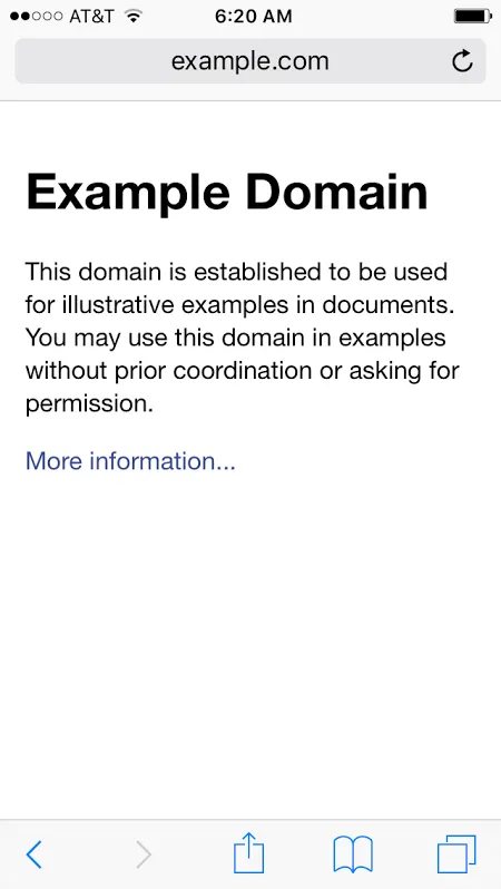 example.com on a mobile browser