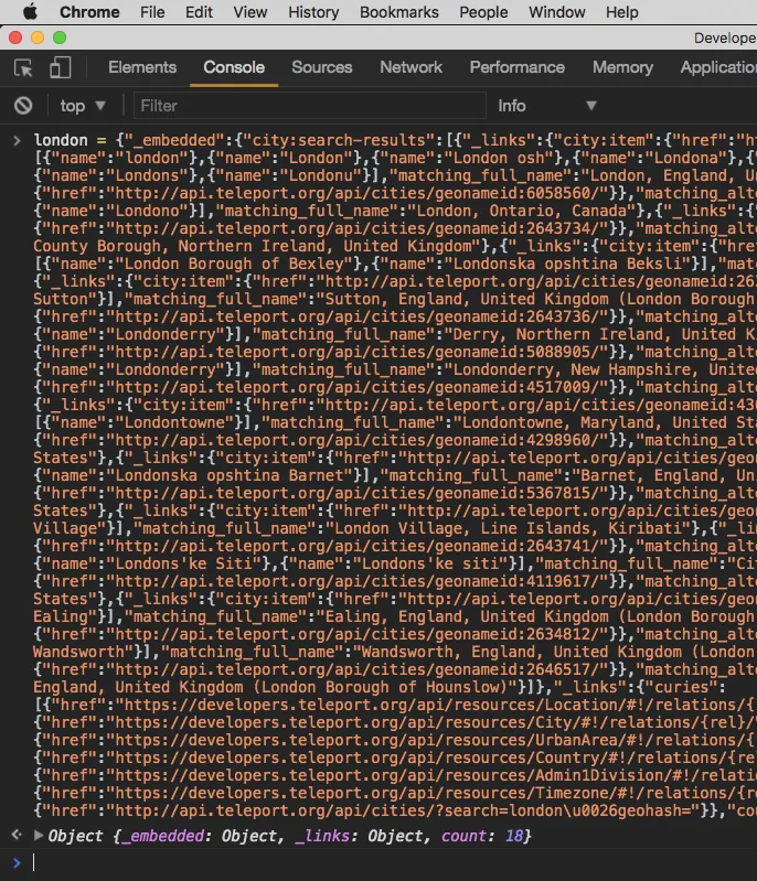 Pasting JSON into a Javascript console