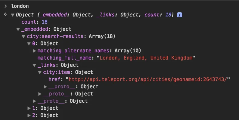 Expanded JS object