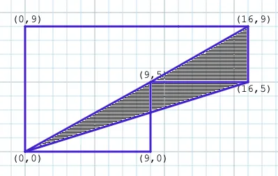 L-shaped room with shaded wedge