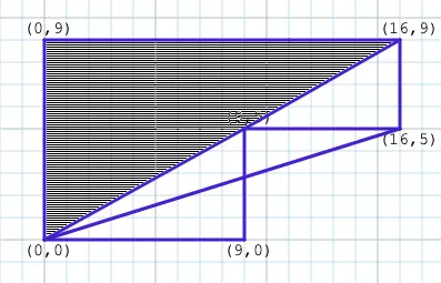 L-shaped room with shaded wedge